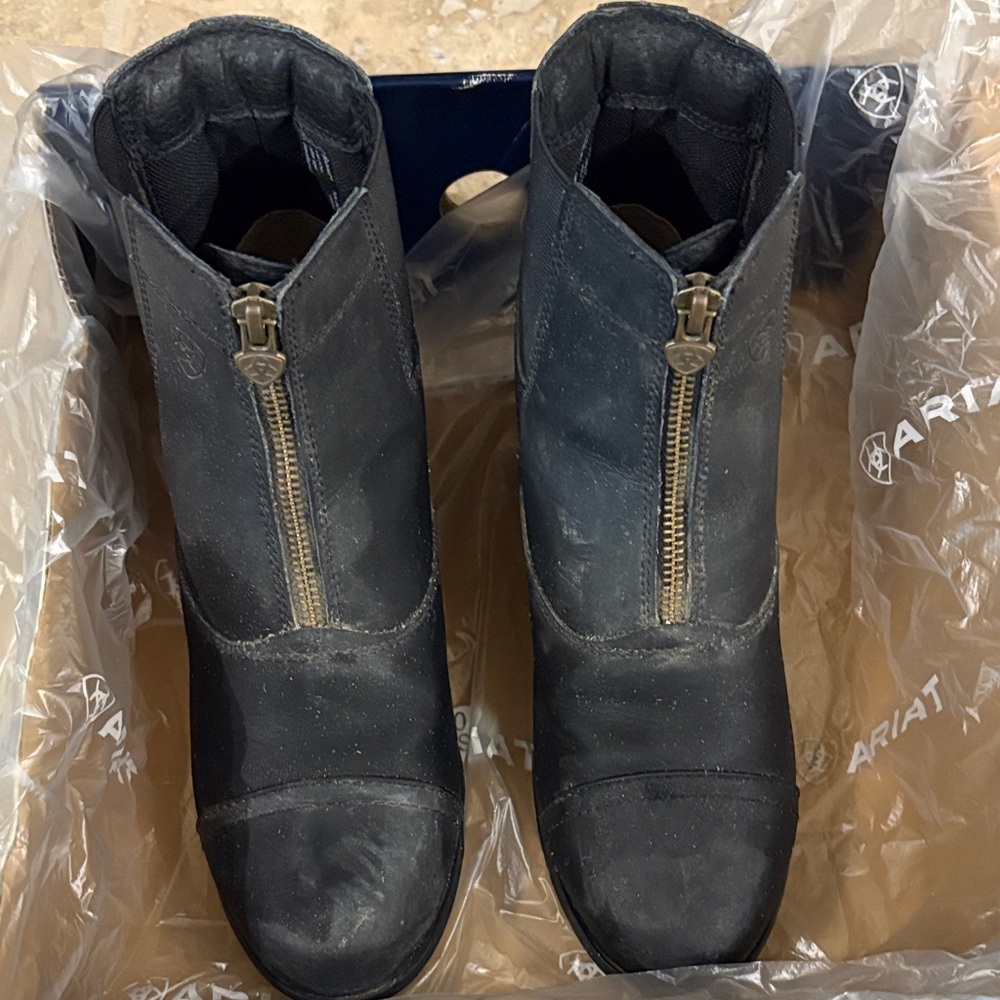 Ariat Black Real Leather Zippered Paddock Riding Leather Boots